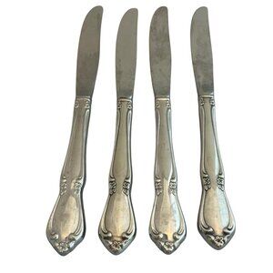 Oneidacraft Deluxe Stainless Flatware Set Chateau Floral 4 Classic Butter Knives